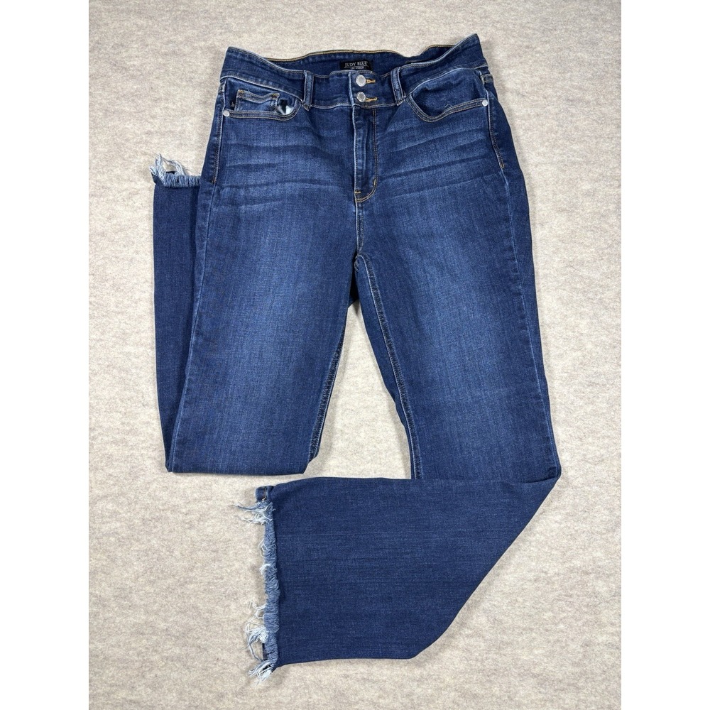 Judy Blue Women's 15/32 "Daisy" Double-Button High Rise Bootcut Jeans Dark Wash